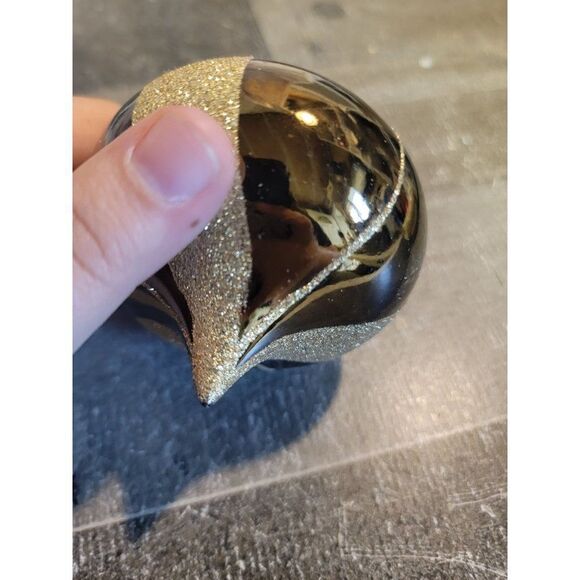 Pointed blown glass Brown glitter gold ornament Xmas decor - Picture 2 of 5